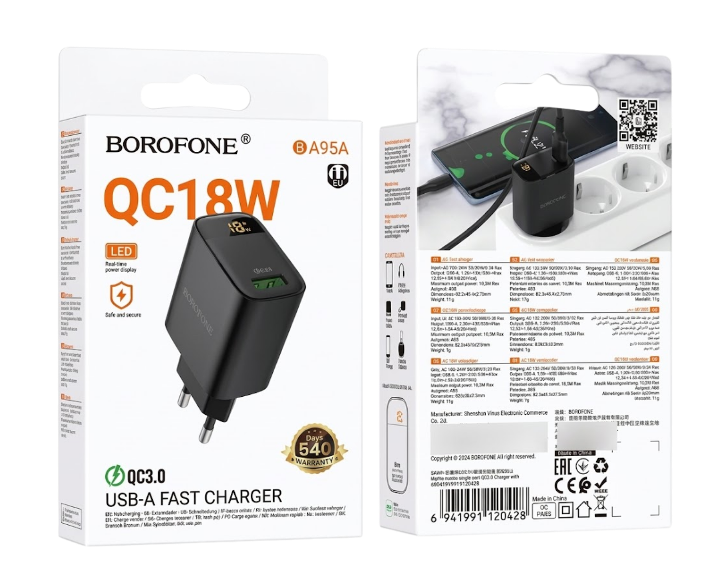 Cargador Borofone BA95A QC 18W Pantalla Digital - Imagen 4